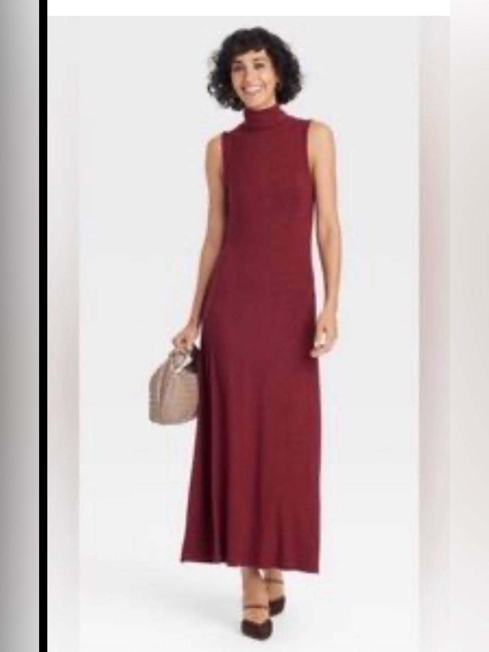 a new day Sleeveless Turtleneck Maxi Dress in Burgundy